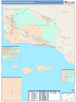 Santa Barbara-Santa Maria-Lompoc Metro Area Wall Map Color Cast Style
